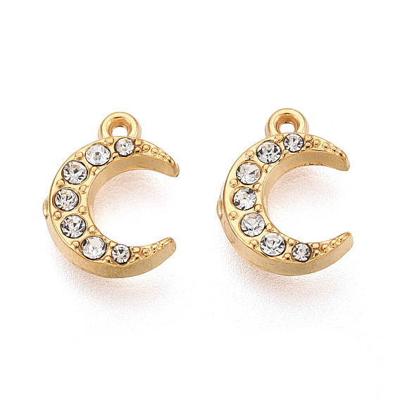 304 из нержавеющей стали амулеты горный хрусталь, Луна прелести, вакуумное покрытие pvd