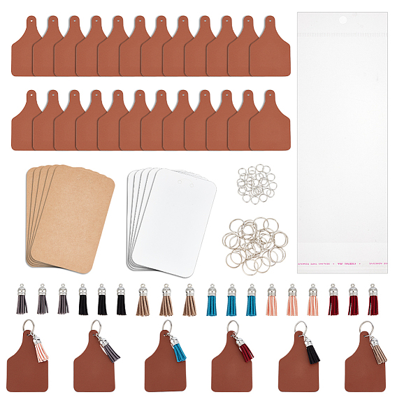 30 шт. бирки из искусственной кожи, с отверстиями, с 30шт. подвесных украшений в виде кисточек из искусственной замши, 30 прямоугольные целлофановые пакеты opp, для джинсов своими руками, , обуви, аксессуары для шляп