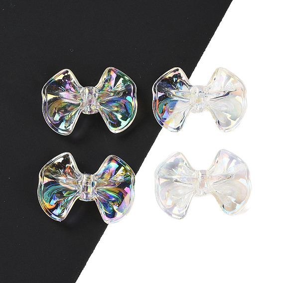 Plated UV Acrylic Beats, Iridescent, Bowknot