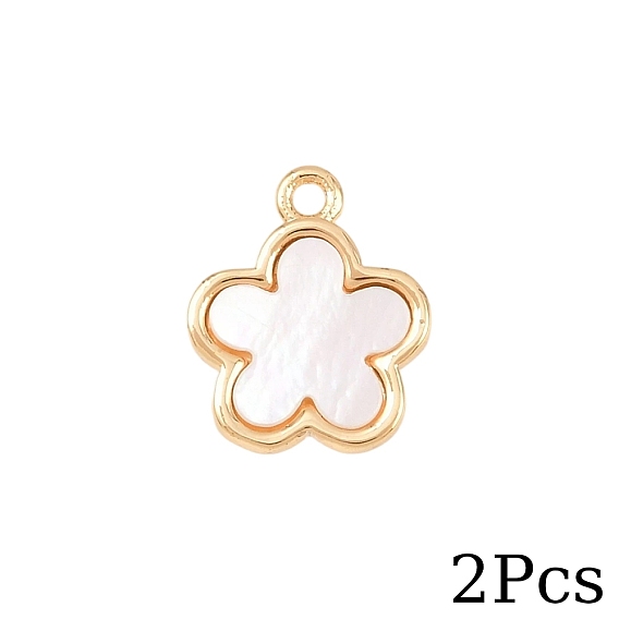 2шт. подвески в виде цветов из натуральных ракушек, с латунной, реальный 18 k позолоченный