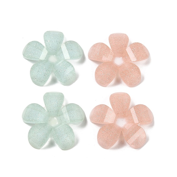 Полупрозрачная эпоксидная смола, блестящая пудра, декодирование кабошонов, цветок