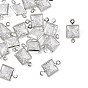 Dijes conectores cuadrados de latón pavé de circonita cúbica transparente de Shegrace, sin cadmio y níque y plomo, larga duración plateado