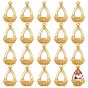 30pcs pendentifs en alliage sertis de strass, sans cadmium et sans plomb, goutte d'eau avec fleur