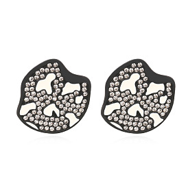 Minimalist Geometric Resin Color Block Earrings Retro Drip Oil Water Diamond Studs Trendy Street Style Ear Jewelry for Women