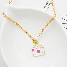 Fashionable Heart-shaped Love Letter Pendant Necklace for Couples - Trendy Creative Jewelry