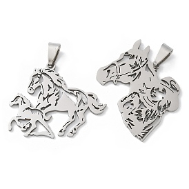 201 подвески из нержавеющей стали, лошадь очарование, лазерная резка, анти-тускнение