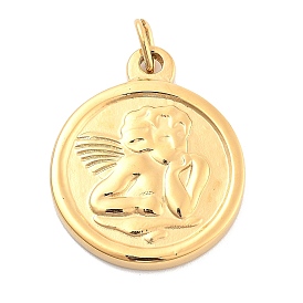 Ионное покрытие (ip) 304 подвески из нержавеющей стали, плоско-круглые, узор ангела