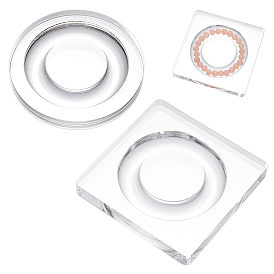 2 шт. 2 стили прозрачные акриловые одиночные браслеты демонстрационные стенды, квадратный и круглый