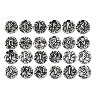 Подвески из сплава с руническими буквами, круглые