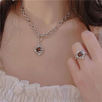 Irregular design sweet cool love earrings necklace ring niche personality chain personality earring female ring
