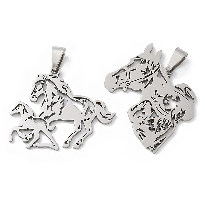 201 подвески из нержавеющей стали, лошадь очарование, лазерная резка, анти-тускнение