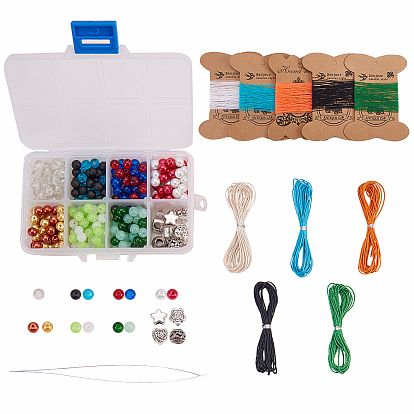 DIY Bracelet Making, with Waxed Cotton Thread Cords, Nylon Sewing Thread, Glass Bead and Tibetan Style Alloy Finding