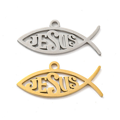 304 подвески из нержавеющей стали, лазерная резка, Очарование рыбы-Иисуса