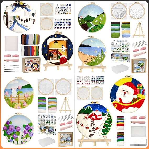 Иглы для валяния, наборы для валяния с инструкцией, стартовый набор для валяния иглой для начинающих художников