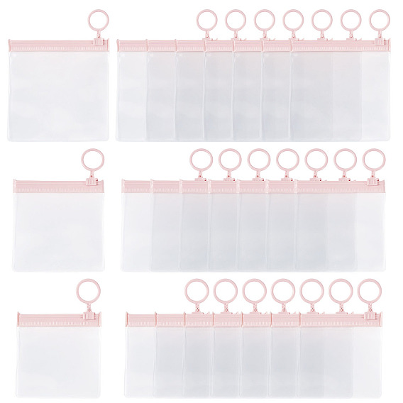 24 Stück 3 Stile transparente wiederverschließbare EVA-Beutel mit Ringen, Viereck