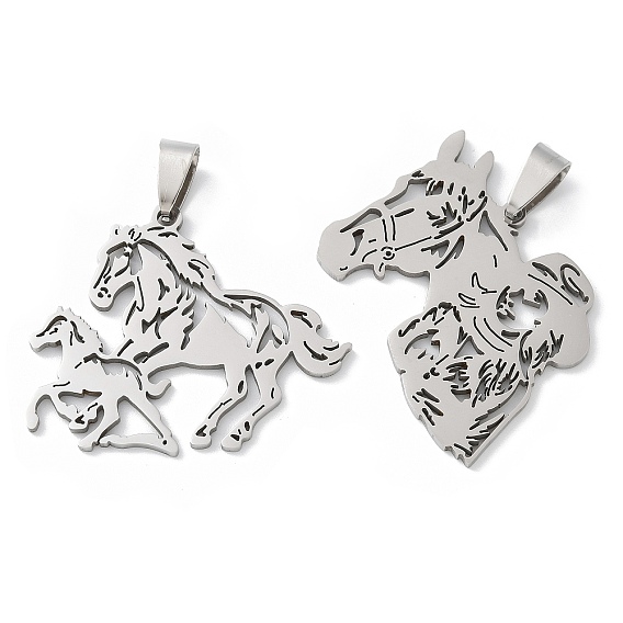 201 подвески из нержавеющей стали, лошадь очарование, лазерная резка, анти-тускнение