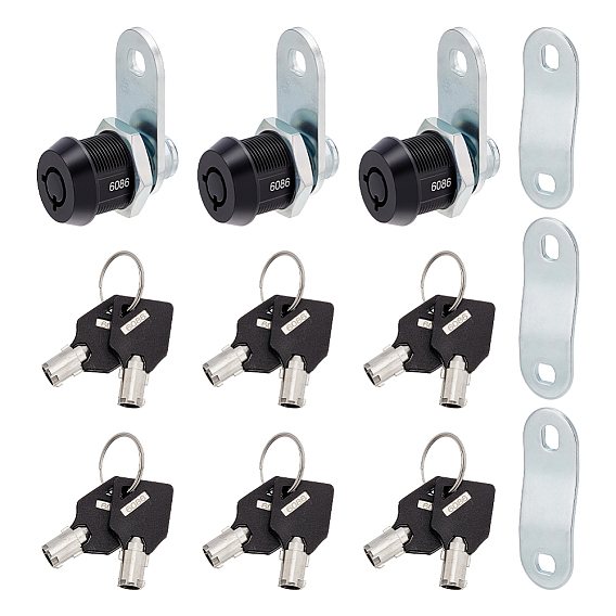 Zinc Alloy & Plastic Universal Cam Lock Kit with Keys, Secure Cabinet & Mailbox Lock Set for Drawers & Doors