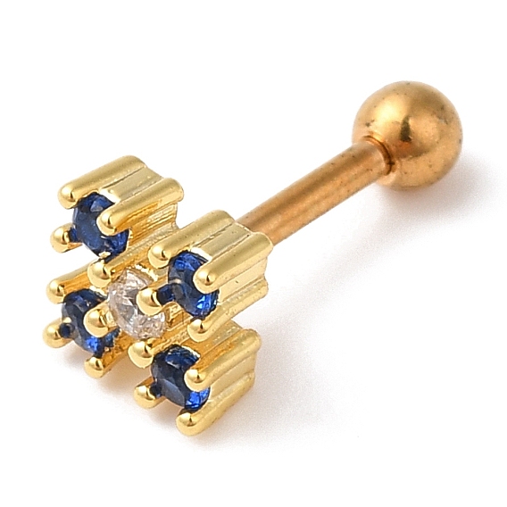 Латунное квадратное кольцо для губ с фианитами, 316 пирсинг из нержавеющей стали