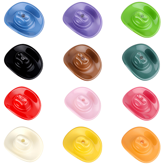 60Pcs 12 Colors Opaque Acrylic Beads, Cowboy Hat