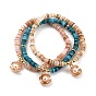 Stretch Charm Bracelets, with Brass Beads, Natural Shell Heishi Beads and Alloy Charms, ABS Plastic Imitation Pearl, Shell Shape, Golden
