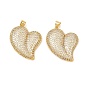 Латунные микропаве прозрачные подвески с фианитом, сердце прелести, стойки покрытие, долговечный, без свинца и без кадмия