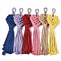 Polycotton(Polyester Cotton) Tassel Big Pendants Decorations, with Platinum Plated Alloy Swivel Clasps