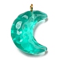Transparent Resin Moon Pendants, Crescent Moon Charms with Light Gold Plated Iron Loops