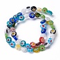 Flat Round Handmade Millefiori Glass Beads Strands, 12x5mm, Hole: 1mm, about 32pcs/strand, 14.1 inch