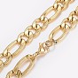 Men's 304 Stainless Steel Textured Figaro Chain Necklaces, with Lobster Claw Clasps