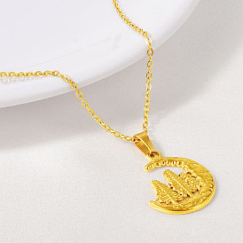 304 Подвеска-колье из нержавеющей стали в виде луны и дерева для женщин