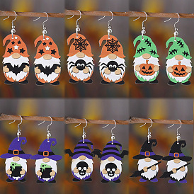 Halloween Wood Earrings, with Stainless Steel Earrings Hook