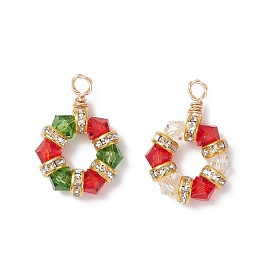 2 шт. 2 цвета имитация австрийского хрусталя k9 стеклянные и латунные подвески с бусинами в форме шестиугольника со стразами, с петлями из медной проволоки, разноцветные