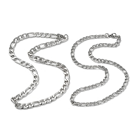 201 Stainless Steel Figaro Chains Necklaces for Men Women