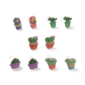 Acrylic Cute Plants Stud Earrings with Plastic Pins for Women