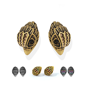 Серьги-гвоздики с птичьей головой из латуни с микропаве из кубических цирконий