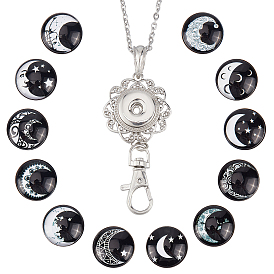 Набор для самостоятельного изготовления сменного куполообразного офисного шнурка для бейджа, включая латунные кнопки-защелки, изготовление брелка из сплава, 304 из нержавеющей стали Кабельные зажимы ожерелья