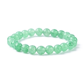Крашеные натуральные зеленые бусины из авантюрина эластичные браслеты, круглые, внутренний диаметр: 53 мм