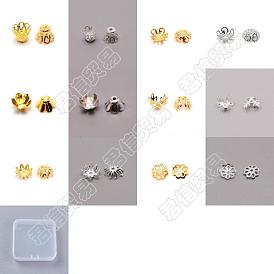 600pcs 12 capuchons de perles en fer multi-pétales de style, fleur