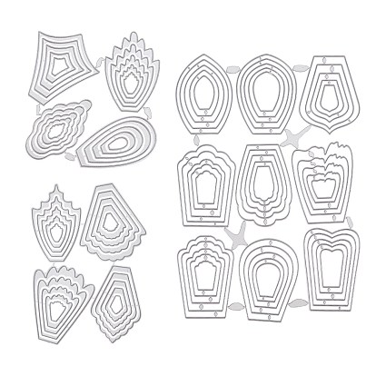 Rahmen Kohlenstoffstahl Stanzformen Schablonen, für DIY Scrapbooking / Fotoalbum, Dekorative Prägepapierkarte aus Papier, unregelmäßige 3 d Blüten