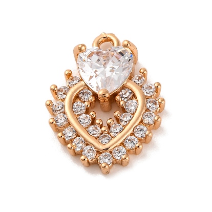 Латунные микропаве прозрачные подвески с фианитом, сердце