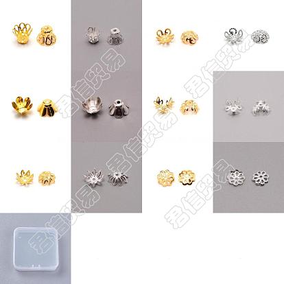 600pcs 12 capuchons de perles en fer multi-pétales de style, fleur