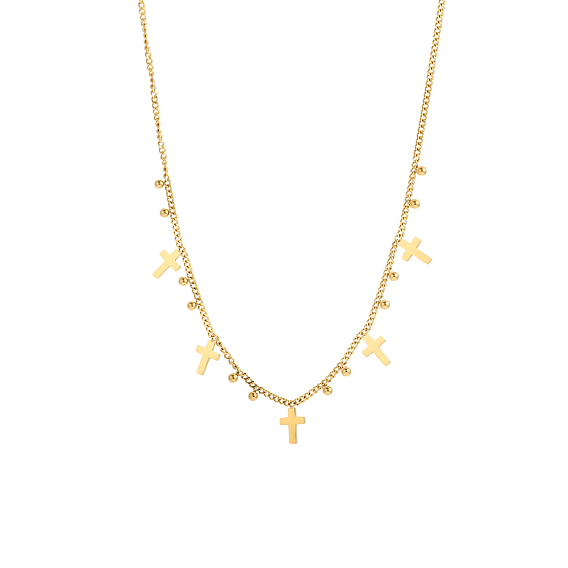 304 подвесные из нержавеющей стали ожерелья, крестик, ионное покрытие (ip)