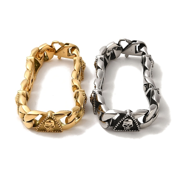 304 браслеты-цепочки с черепом из нержавеющей стали и кубинскими звеньями для женщин и мужчин