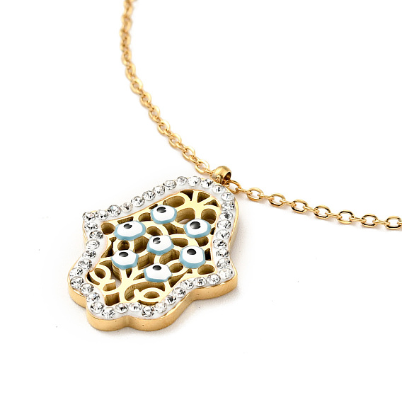 Ожерелье с кулоном "хамса" из кристаллов и страз с эмалью, ионное покрытие (ip) 304 ювелирные изделия из нержавеющей стали для женщин