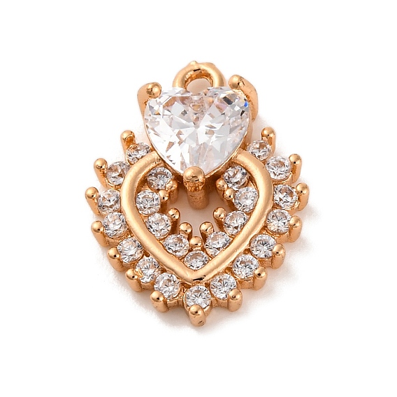 Латунные микропаве прозрачные подвески с фианитом, сердце