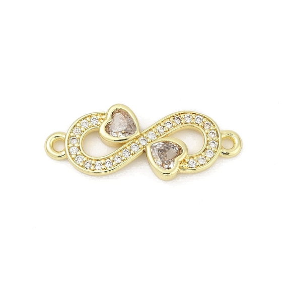Подвески-шармы с подвеской в виде сердца из прозрачного кубического циркония из латуни с бесконечностью, без свинца и без кадмия, долговечный, стойки покрытие
