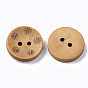 2 пуговица деревянная резная, плоско-круглые