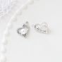 Platinum Tone Alloy Pendants, with Plastic Imitation Pearl Beads, Heart/Half Round Charms