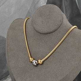 304 из нержавеющей стали цепи змея ожерелья, с круглых бусин, ионное покрытие (ip)