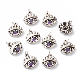 Латунь микропаве пурпурные подвески из фианита, с прыжковых колец, долговечный, глаз